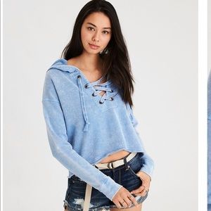 Brand New Acid Wash Pop Over AE Hoodie